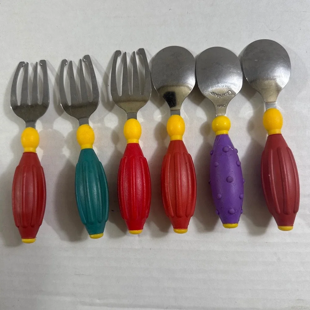 Gerber NUK Toddler Utensils Set 6pc Spoons Forks Chunky‎ Easy Grip Handles Multi